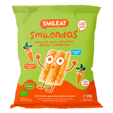 Smileat Smilondas maissi-linssivälipala 15M maissi-linssi-porkkanavälipala 25g 25g