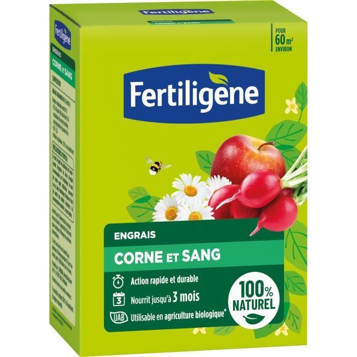 FERTILIGENE FCOSAN3 - Fertilizante de cuerno y sangre 3 kg - Acción rápida y duradera - Nutre hasta por 3 meses - Fertiliza hasta 60 m²