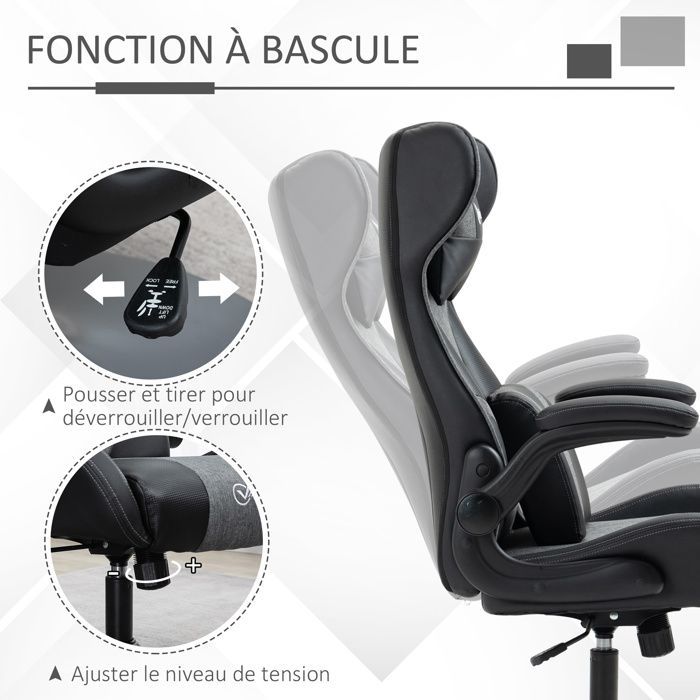 Vinsetto - Gaming Chair - Synthetic Upholstery - 69x73x118cm - Black