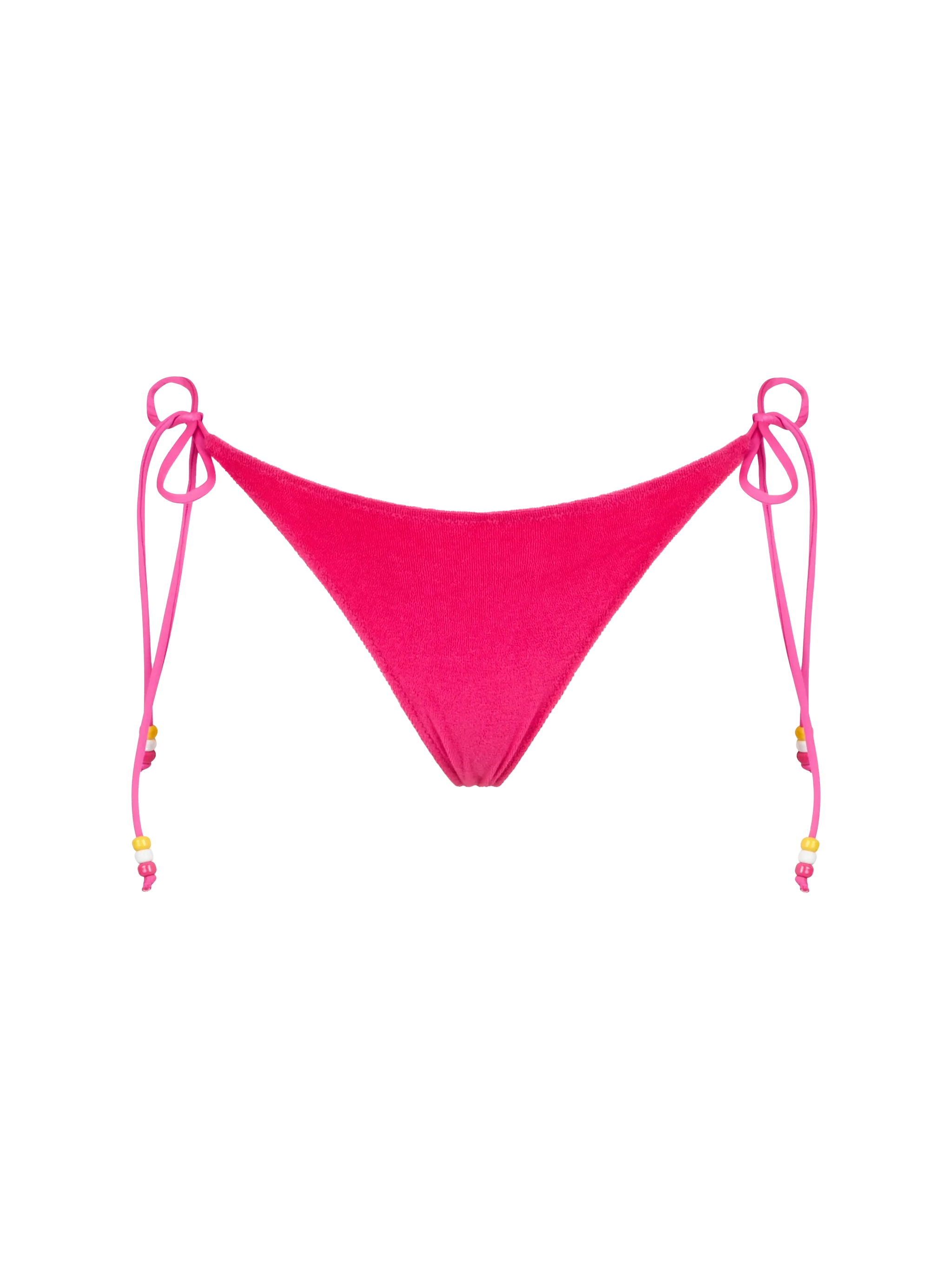Damen-Bikinihose aus fuchsiafarbenem Schwammstoff mit seitlichen Bändern
