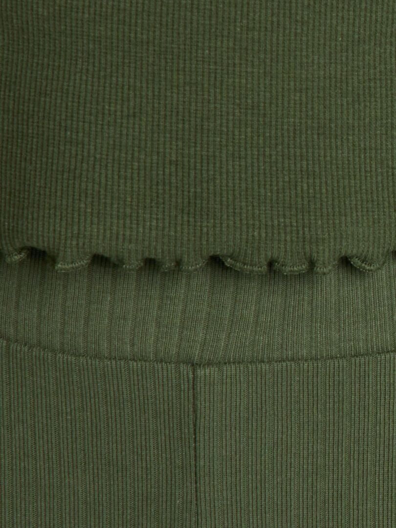 Geribbelde coltrui T-shirt - GROEN