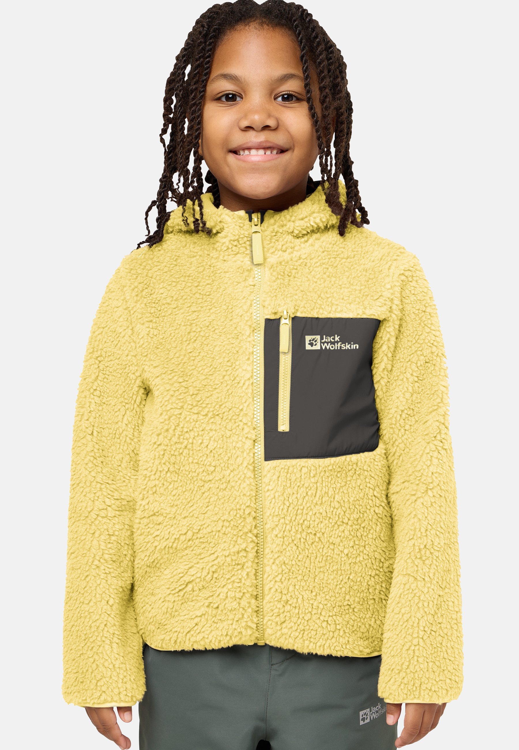 Jack Wolfskin ICE CURL HOOD flīsa jaka - citronu ledus
