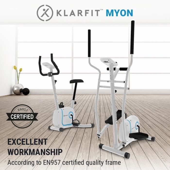 Klarfit Myon Cycle Elliptical Trainer - 12 kg Flywheel - 8 Magnetic Resistance Levels - White