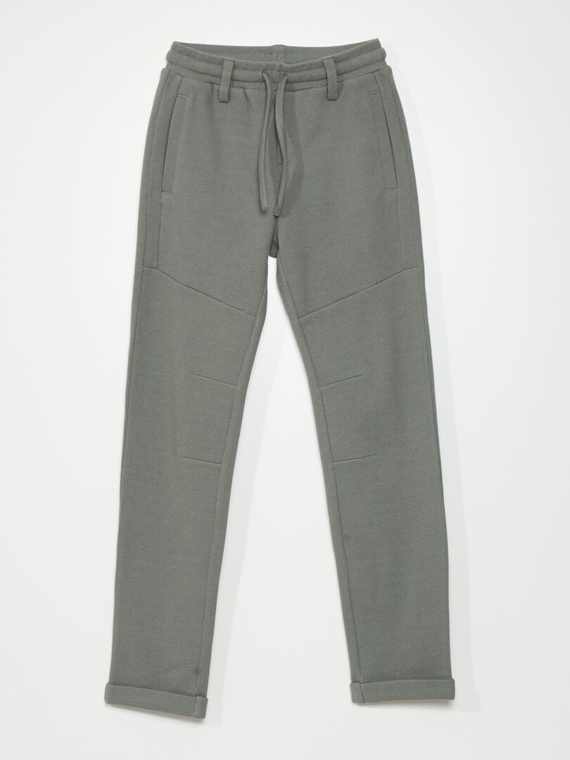 Joggingbroek van katoenpiqué - Grijsgroen