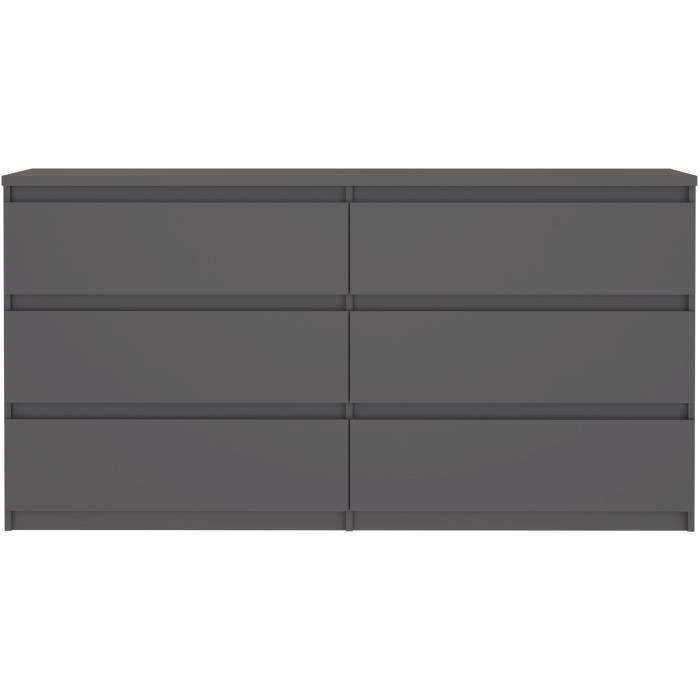 Commode CHELSEA  6 Tiroirs - Couleur gris anthracite - L 154 x P 42,2 x H 79,9 cm