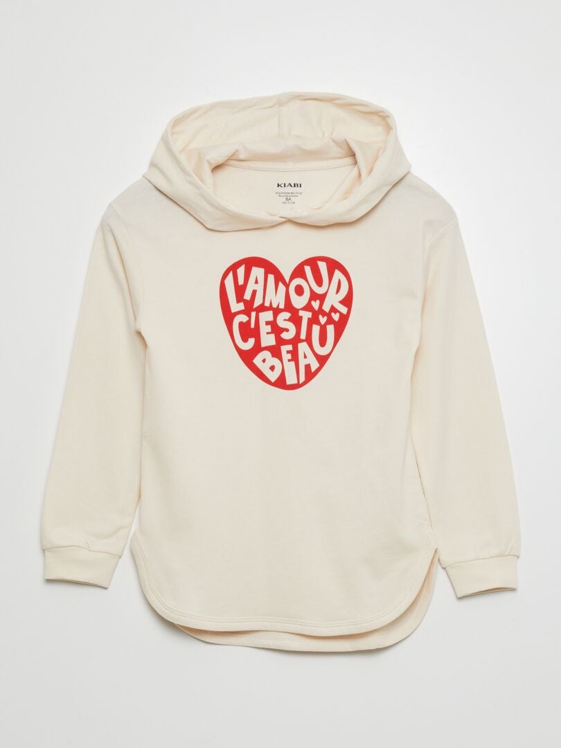 Camiseta estampada con capucha - BLANCA