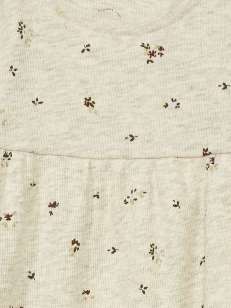 Geribbelde jurk - BEIGE