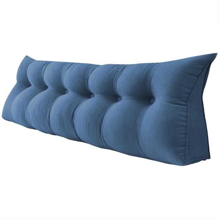 Almohada de lectura azul de 160 cm para cama y sofá, cojín triangular para la espalda, almohada de apoyo para la cabeza y la zona lumbar para la cama, funda.
