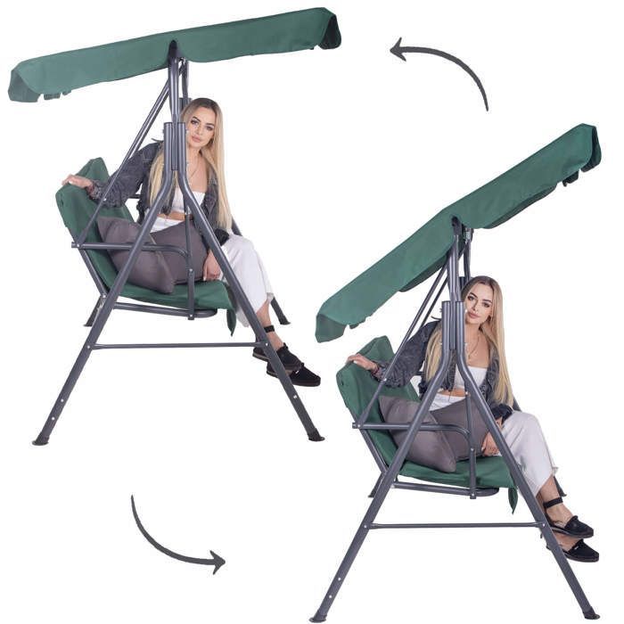 Altalena da giardino Springos Luna - 3 posti - Tettuccio regolabile - Comfort ottimale