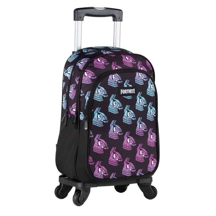 Mochila con ruedas DAM Fortnite Llama de doble compartimento, color negro. 32 x 20 x 42 cm. Color: Negro