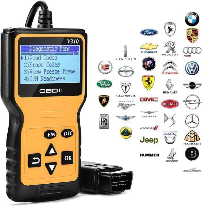 Herramienta de diagnóstico automotriz RICEEL - Escáner OBD2 - Pantalla LCD - Universal - Compacta
