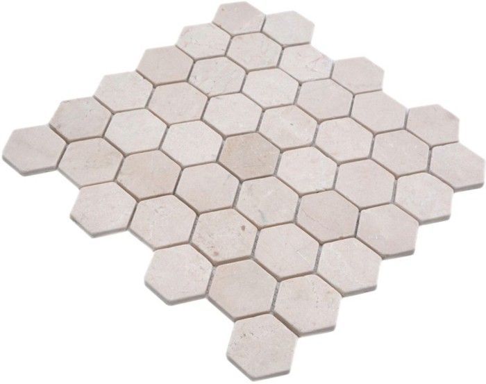 Marbre Mosaïque Carreau de pierre naturelle beige crème vanille Hexagone Carreau mural salle de bain - MOS42-1212