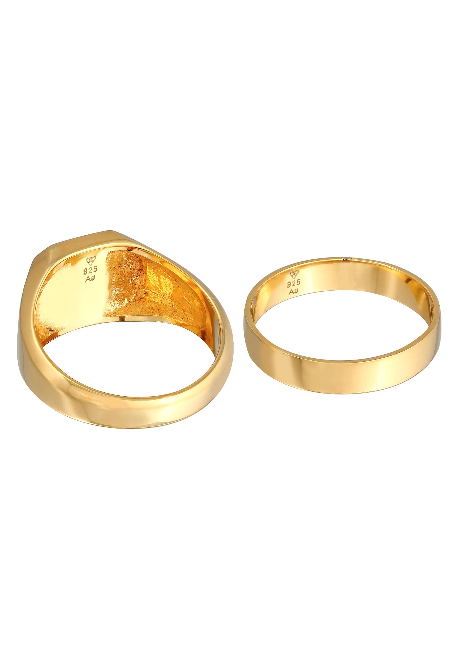 KUZZOI Hommes Sceau Bande angulaire Set de 2 avec émail en Argent Sterling 925