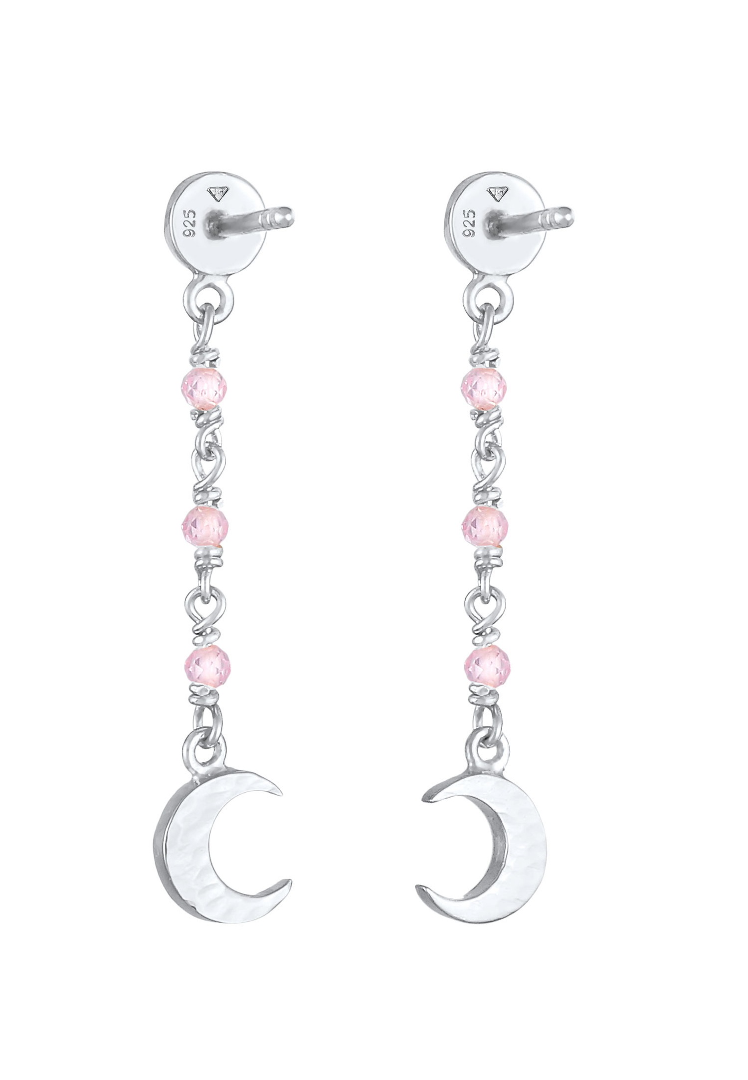 Elli Structure de plaque de lune pour dames avec quartz rose en argent sterling 925