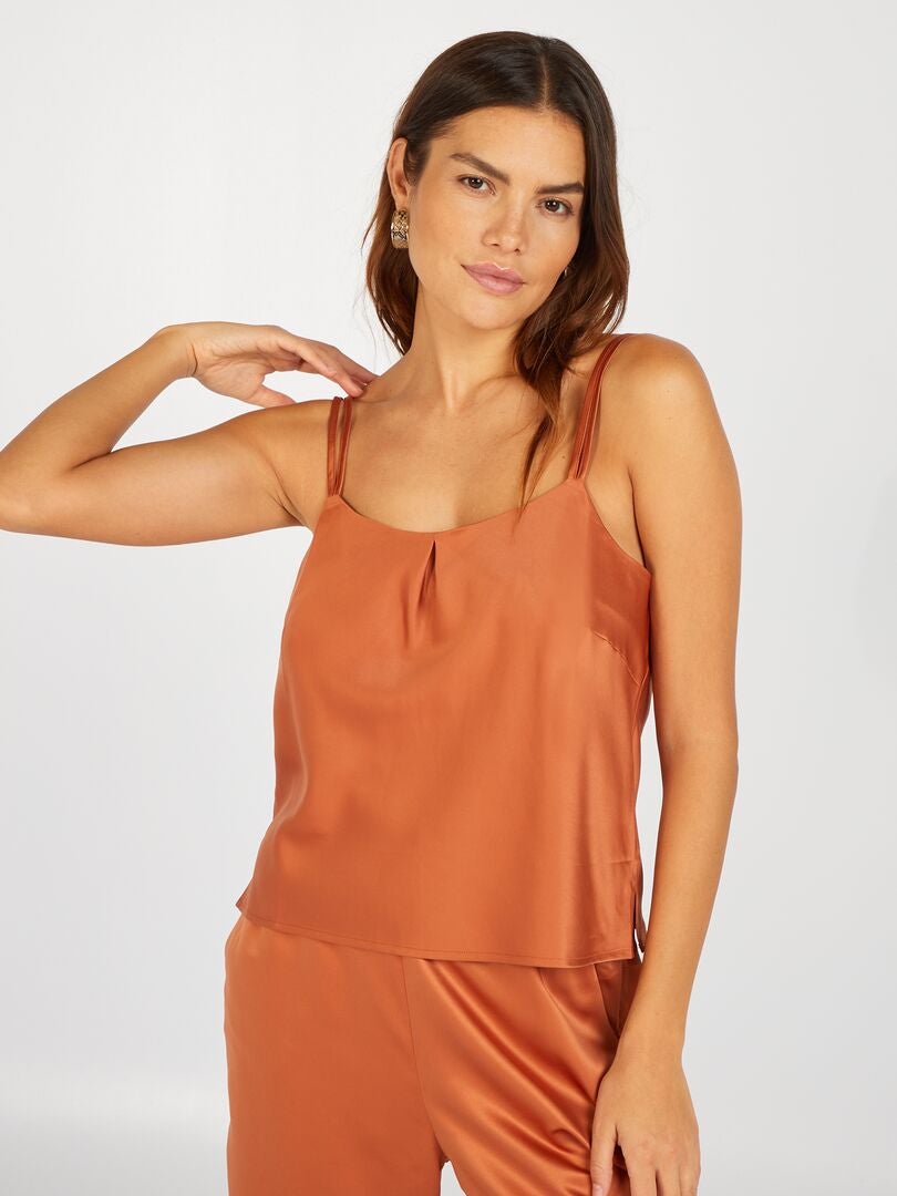 Top de pijama de satén 'Sans Complexe' - BEIGE