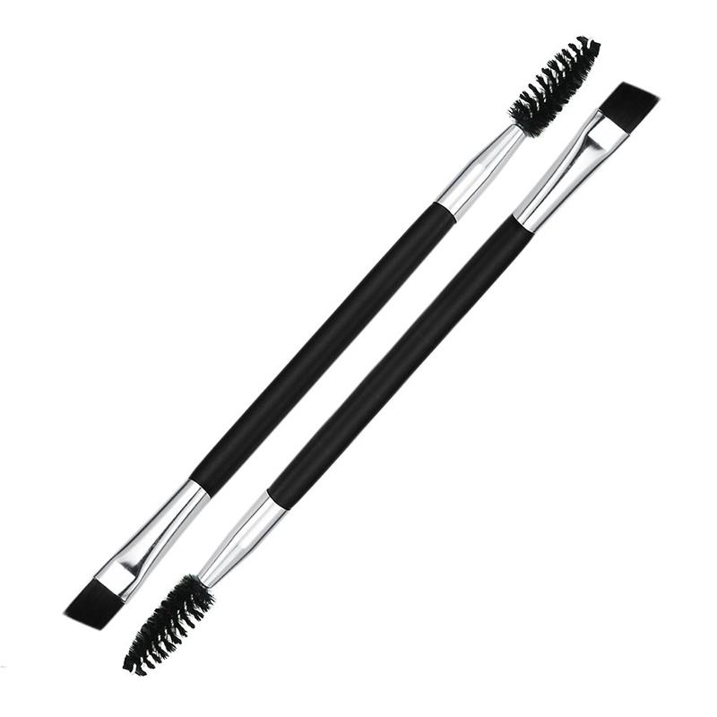 brocha de maquillaje con mango de madera y cabezal oblicuo, 3 colores, brocha profesional para sombras de ojos, delineador de ojos y cejas, herramientas de maquillaje para ojos y belleza.