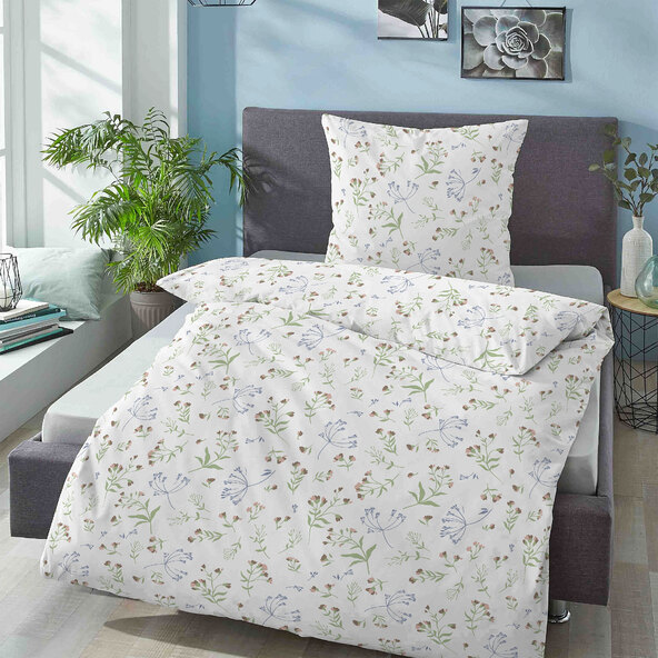 Percale bed linen, 135 x 200 cm, floral print