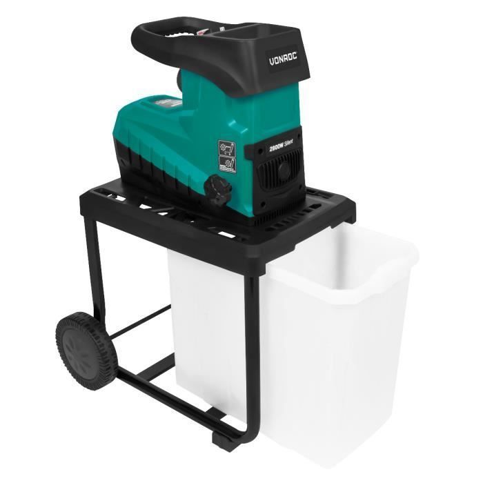 Tuinversnipperaar - 2800W – Stille inductiemotor – Versnippert tuinafval tot Ø45 mm – Opvangbak van 60 liter