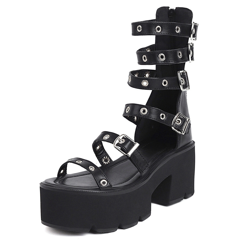 Sandales gladiateur à talons hauts et rivets tendance, style punk, chaussures à plateforme pour femmes, été, grandes tailles, collection 2021.