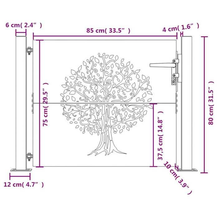 vidaXL Portail de Jardin, Portillon de Patio, Barrière de Sécurité, Porte d'Extérieure Terrasse, 105x80 cm Acier Corten 153214