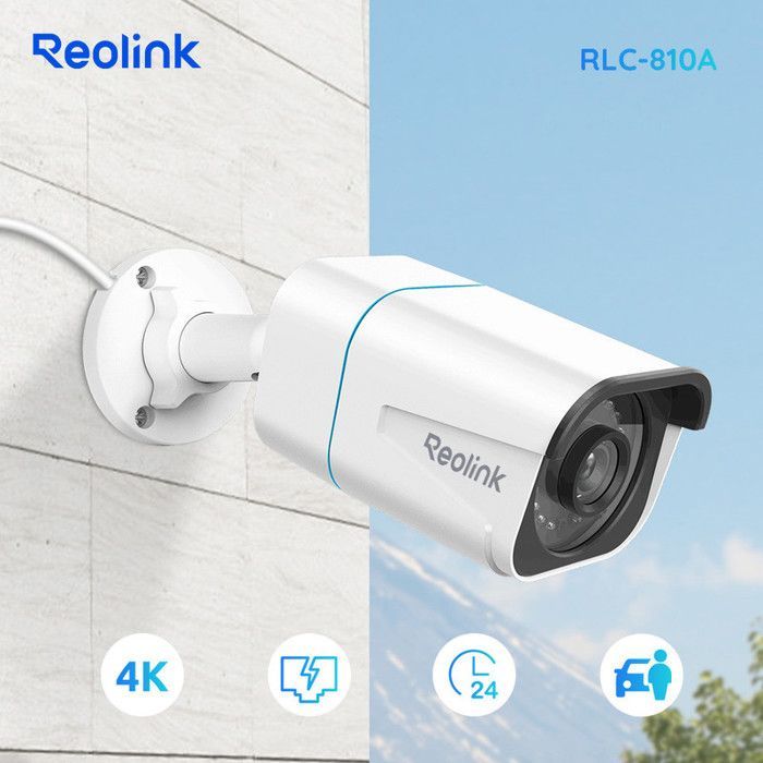 Reolink 4K UHD Outdoor PoE Security Camera with Person/Vehicle Detection, IR Night Vision, Audio Support, IP66 RLC-810A