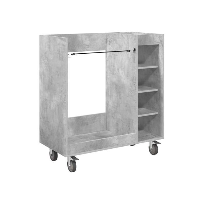 Golfopbevaringsskab - vidaXL - Betongrå - 90x45x98 cm - Stor opbevaringsplads - 4 hjul - Metal