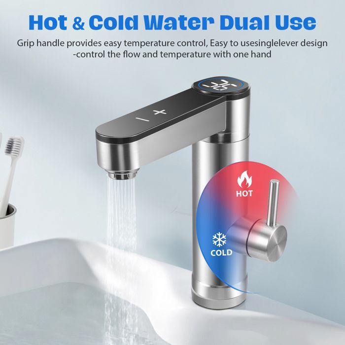 Calentador de agua instantáneo inteligente de 220 V para grifo, ideal para cocina, jardín, camping, caravana y baño.