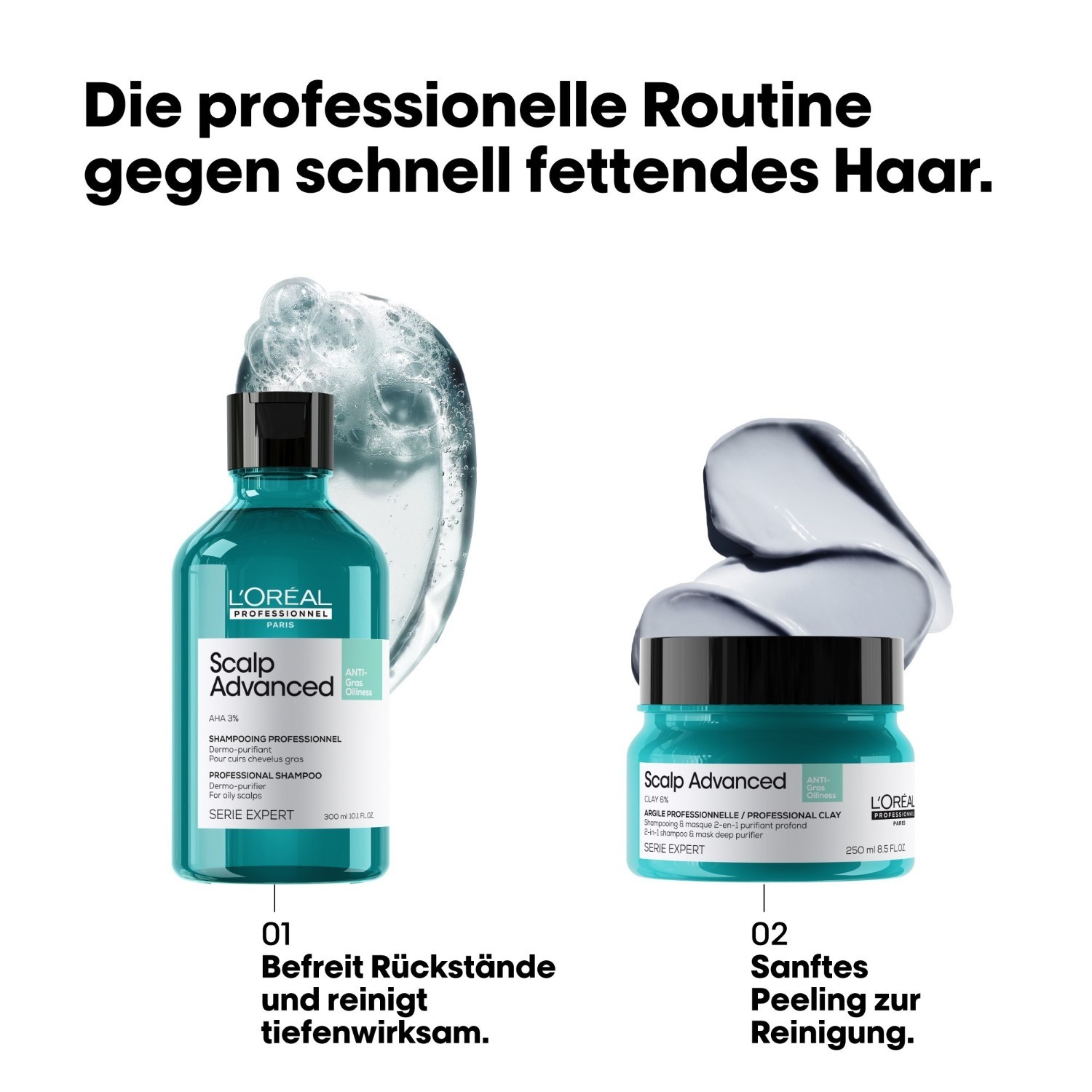 L'Oréal Professionnel maska za vlasište i kosu – 2 u 1 glina za dubinsko čišćenje, protiv gojaznosti, 250 ml