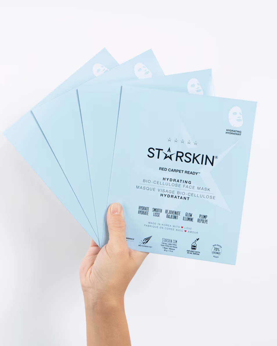 „STARSKIN ESSENTIALS RED CARPET READY™“ DRĖKINAMOJI BIOCELIULOZINĖ VEIDO KAUKĖ