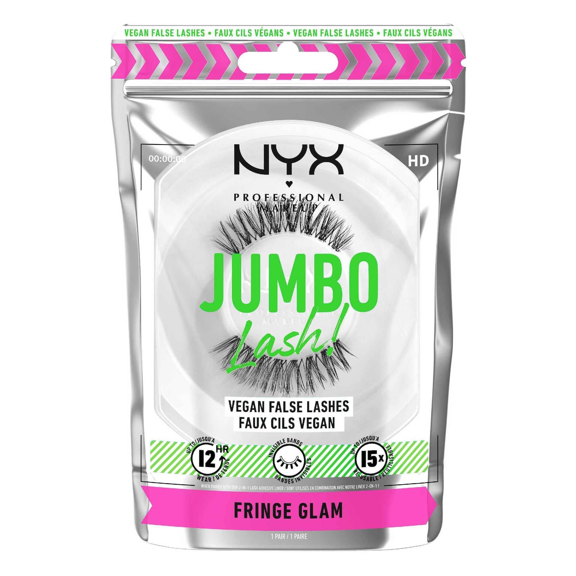 Jumbo szempillák! Vegán műszempillák Fringe Glam - NYX Professional Makeup