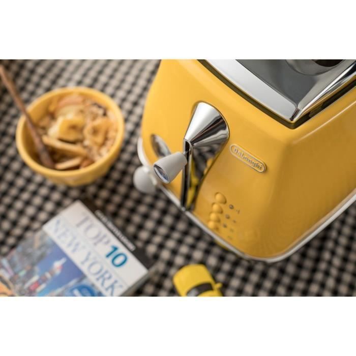 Tostadora De'Longhi Icona Capitals - 2 rebanadas - 900W - Calientabolas - Amarilla