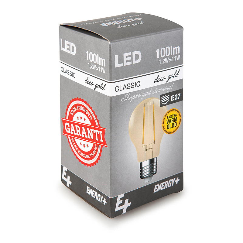 Lampadina LED a risparmio energetico 100 lm Deco oro trasparente E27 A60 E
