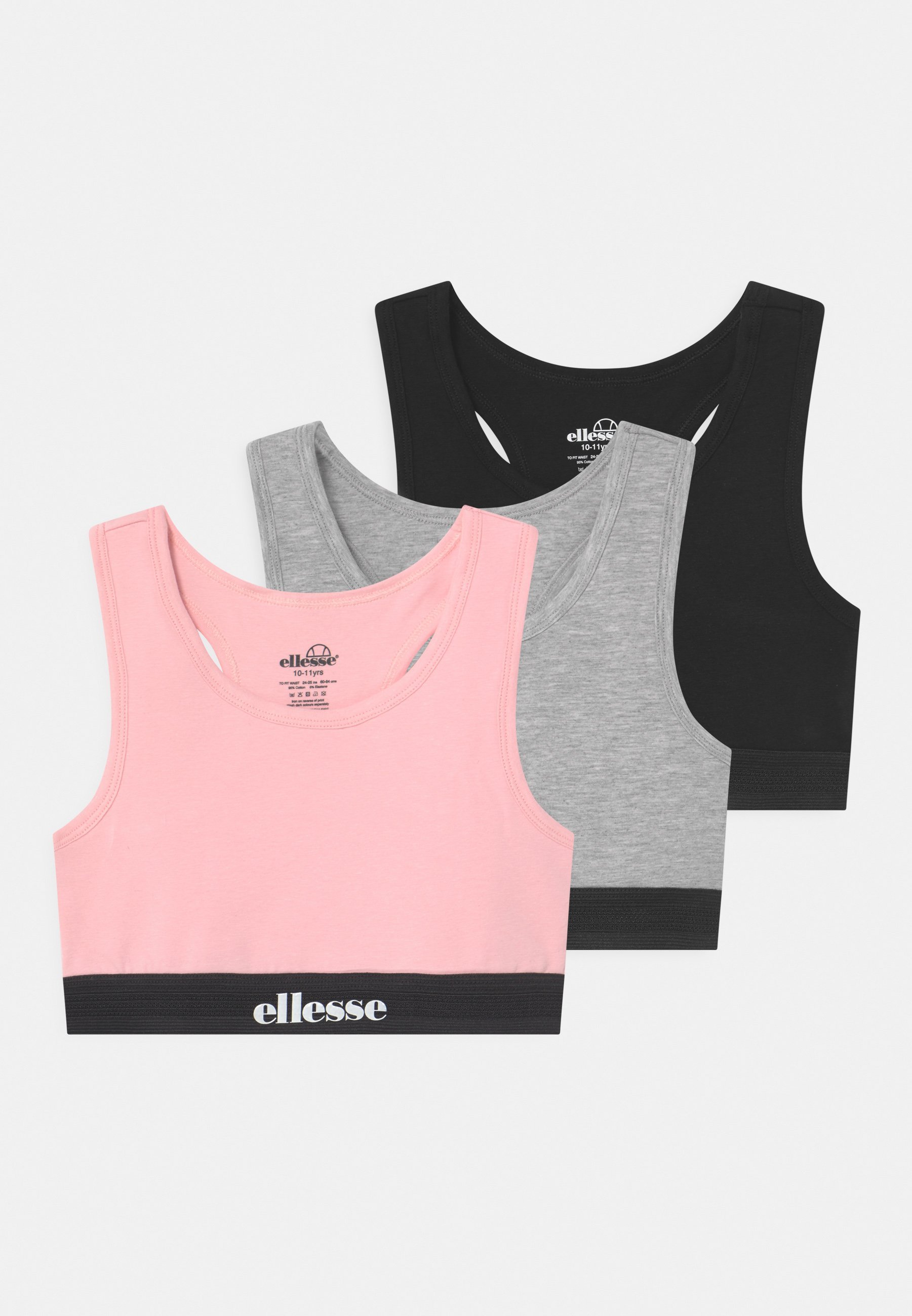 Ellesse EMILO 3 PACK - Bustieră - negru/gri melanj/roz