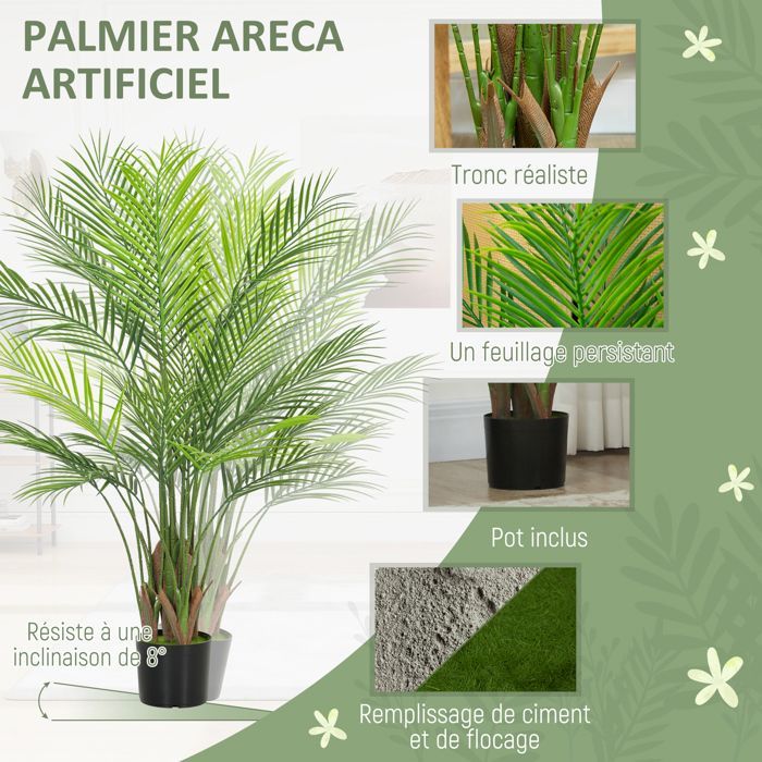 Plante artificielle intérieure - HOMCOM - pot en plastique et flocage, 22 feuilles en PE - 120 cm - vert