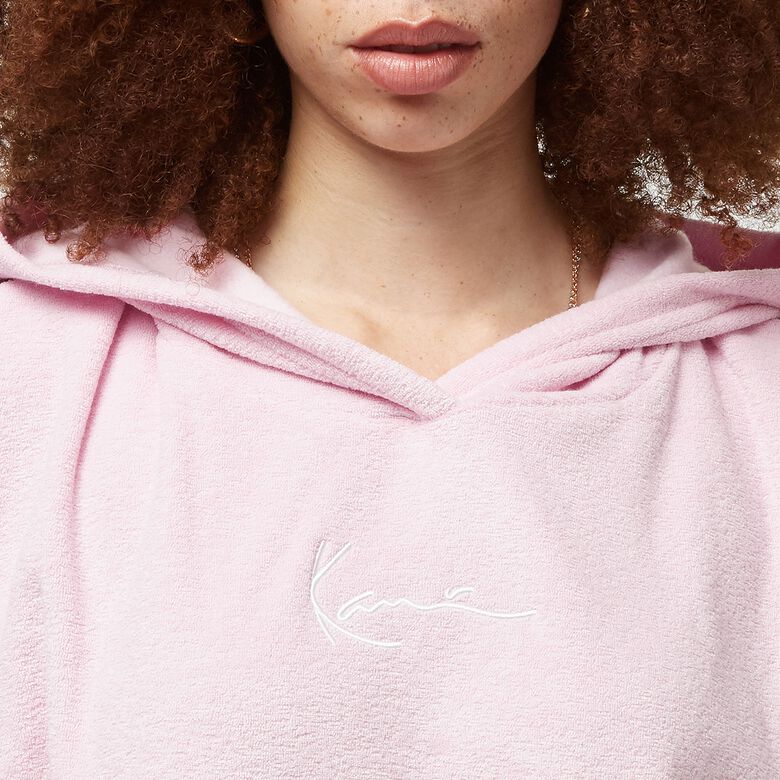 Sudadera con capucha extragrande de felpa con estampado de la firma pequeña