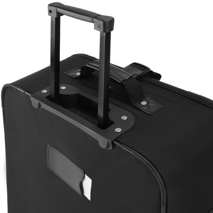 Juego de maletas MONZANA® de 5 piezas, negro, con ruedas blandas, bolsas de viaje, neceser, bolso de hombro y estuche de tocador.