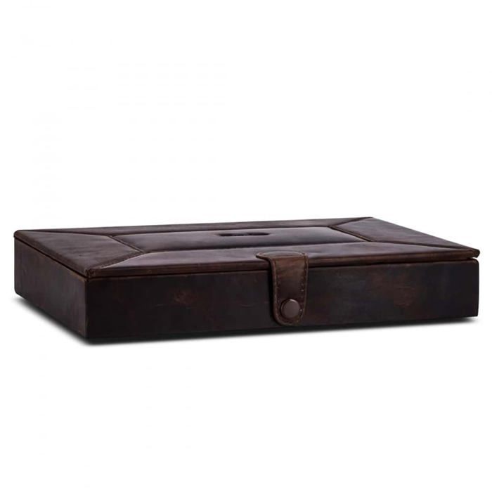 Caja de puros de cuero marrón