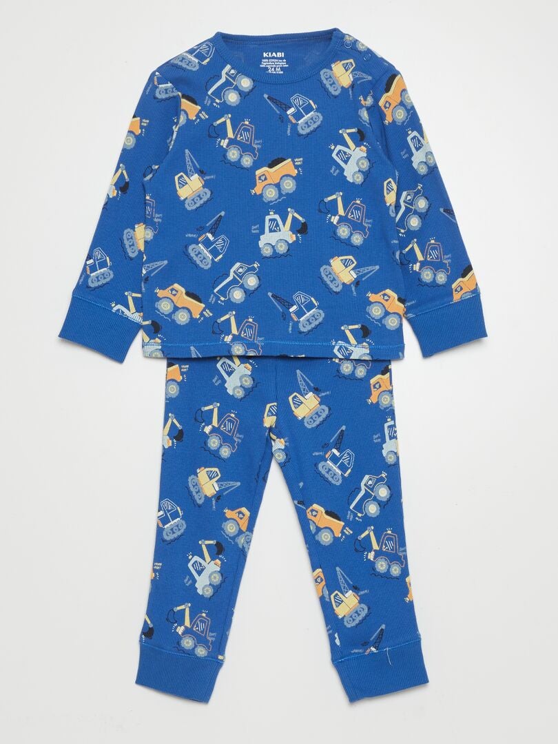 Geribbelde pyjamaset - 2-delig - BLAUW