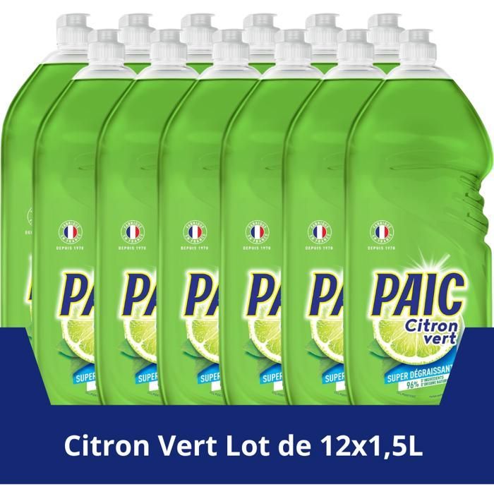 Paic Lime Afwasmiddel – Reinigt - Ontvet - Maxi Familieverpakking – 1,5L – Verpakking van 12