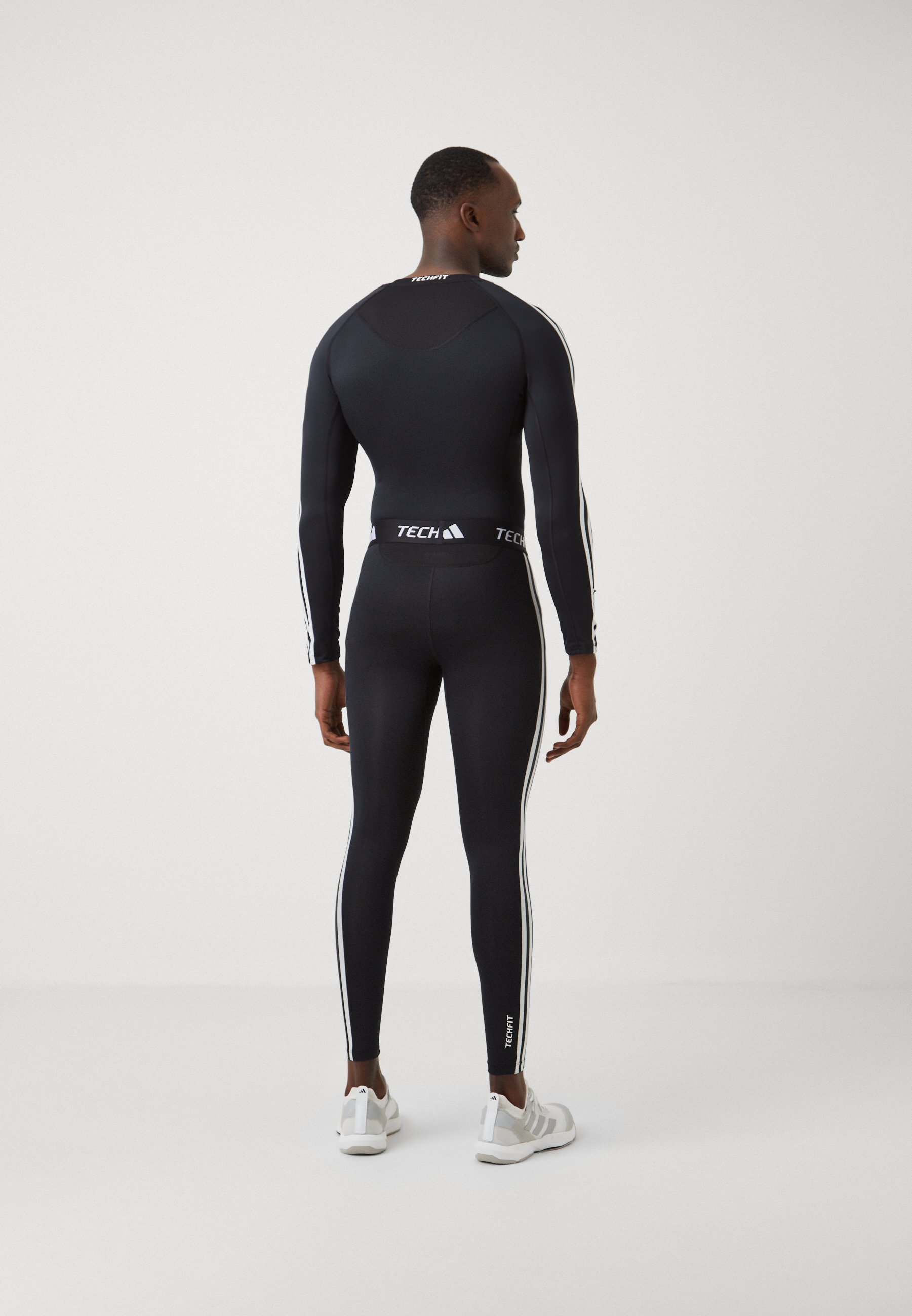 adidas Performance TECHFIT COMPRESSION 3-STRIPES LONG - Leggings - zwart