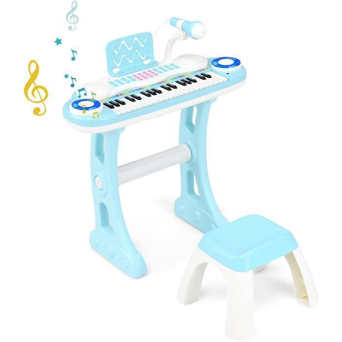 Pianoforte elettronico DREAMADE a 37 tasti per bambini, tastiera con gambe del tavolo rimovibili, sgabello, blu