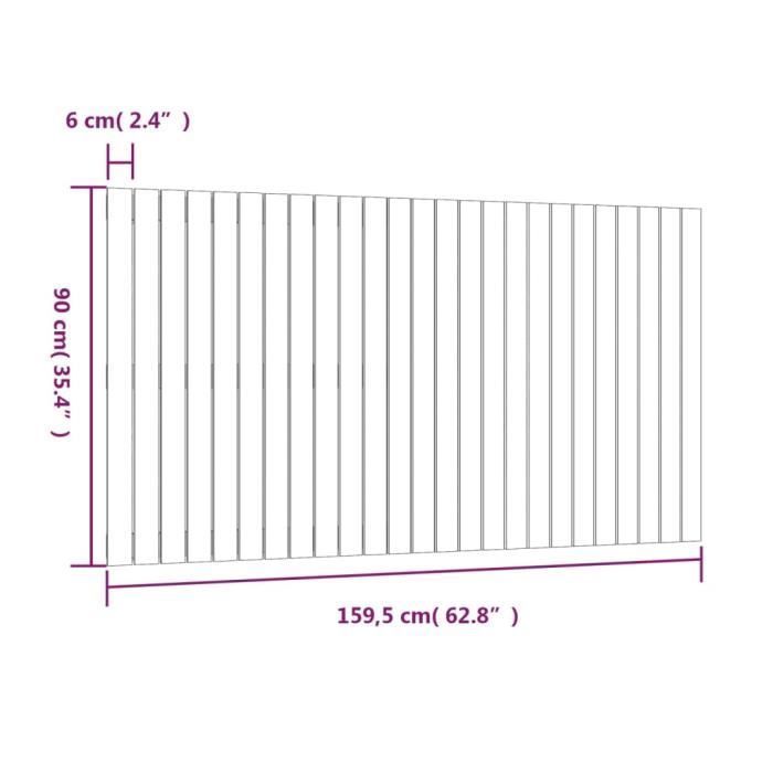 vidaXL Tête de lit murale 159,5x3x90 cm Bois massif de pin 824898