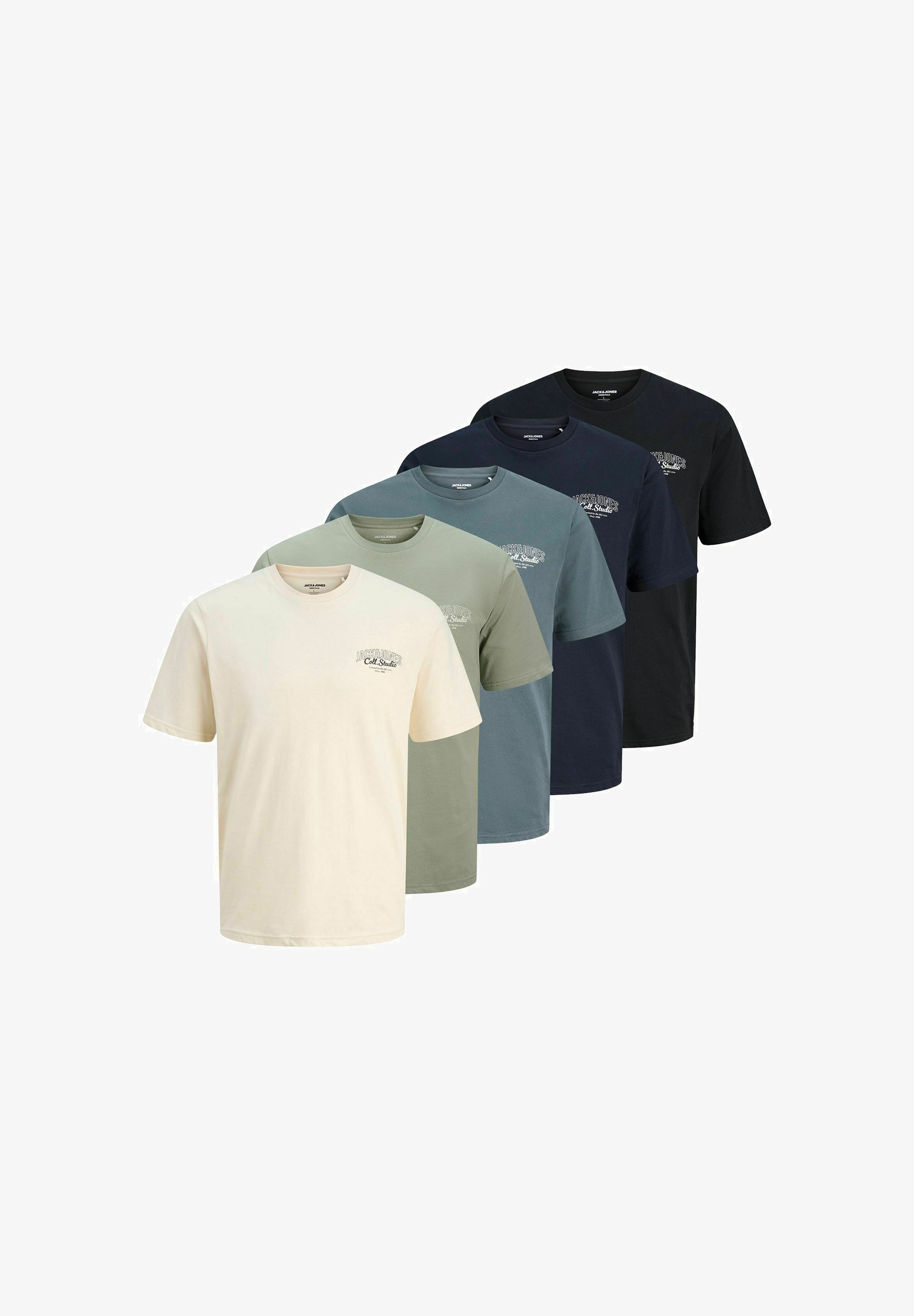 Jack & Jones CONFEZIONE DA 5 - T-shirt stampate - bianco antico