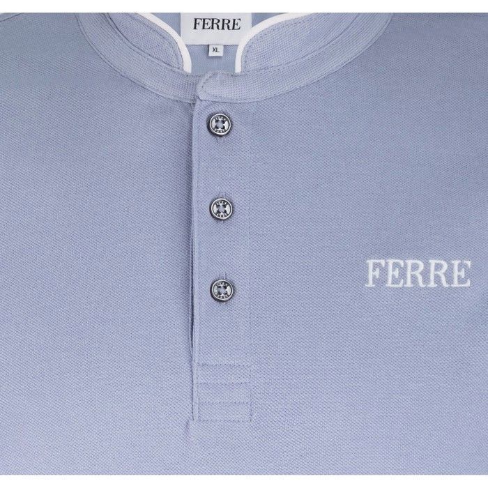 Polo Ferre Giorgio de manga corta, cuello mandarín, color azul cielo, para hombre.
