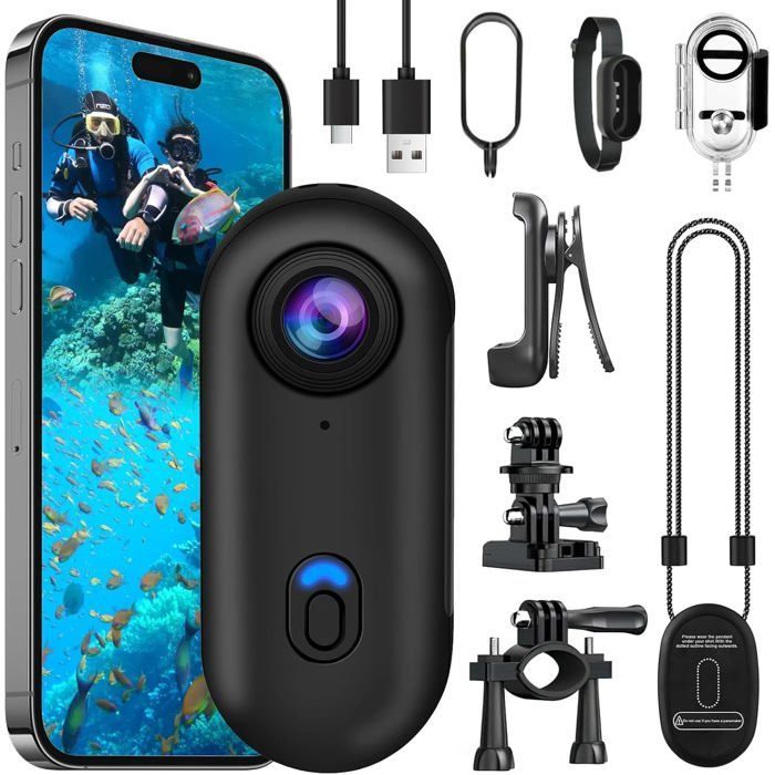 Sports Camera - OBEST - Mini 4K WiFi - IP68 Waterproof - 120° Wide Angle - 800 mAh Battery