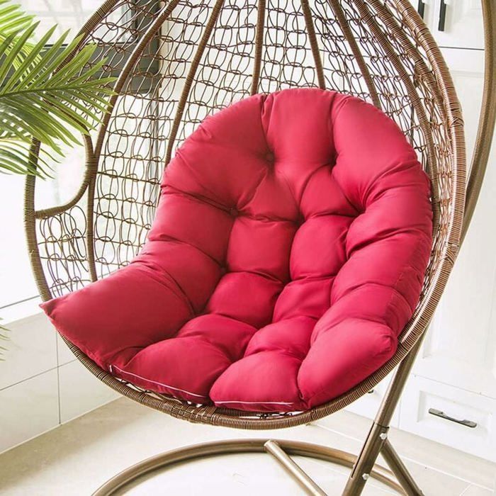 Hangkussen voor schommel, hangstoelmat voor hangstoel, comfortabel voor terras en tuin (Bordeauxrood) YYV