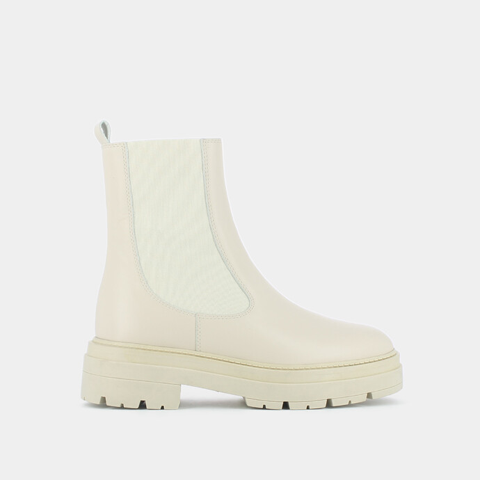 Bottines à plateformes  en cuir écru