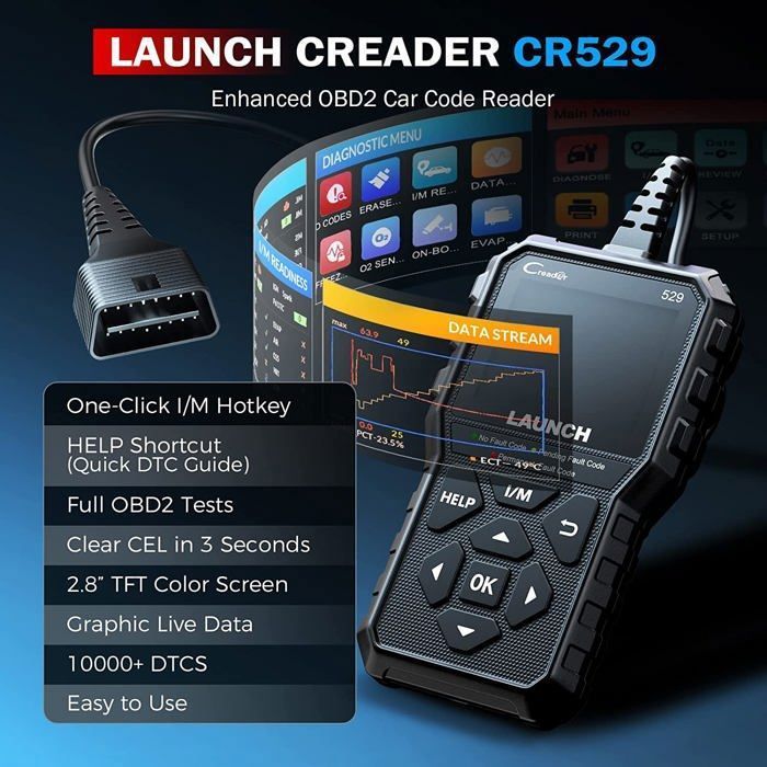Scanner OBD2 LAUNCH CR529, Ferramenta de Diagnóstico Automotivo Francesa, Leitor de Códigos Versão Avançada do CR319 com AutoVIN, Consulta de DTC