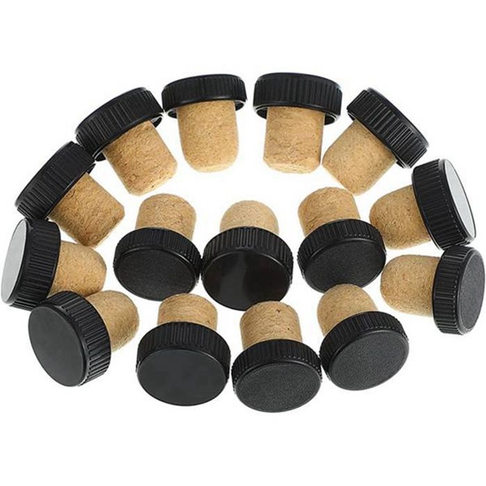 50 tapones de corcho para vino, tapones de degustación, tapones de vino en forma de T con tapa de plástico.