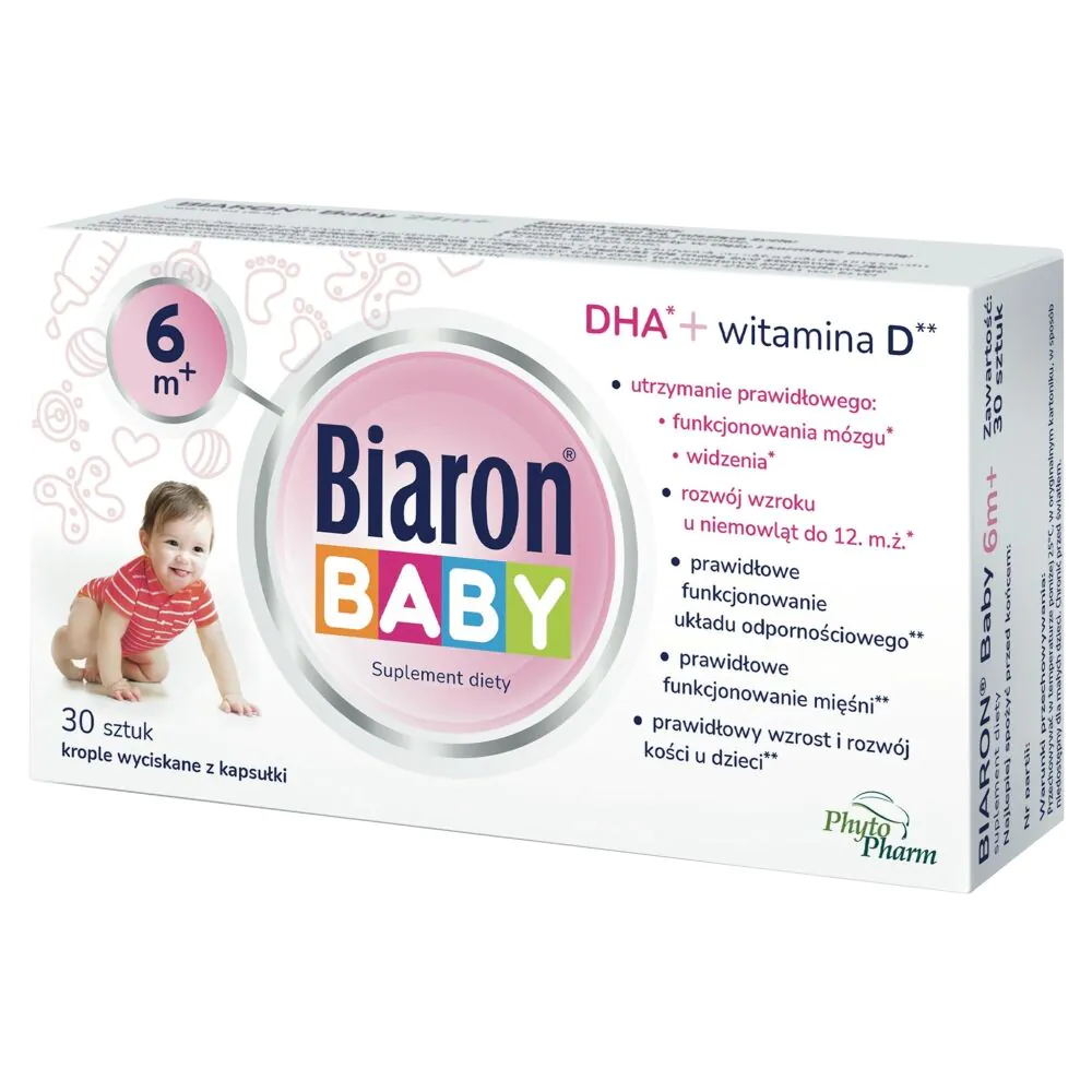 Bioaron Baby, DHA + Witamina D dla dzieci od 6. miesiąca życia, Krople wyciskane z kapsułki